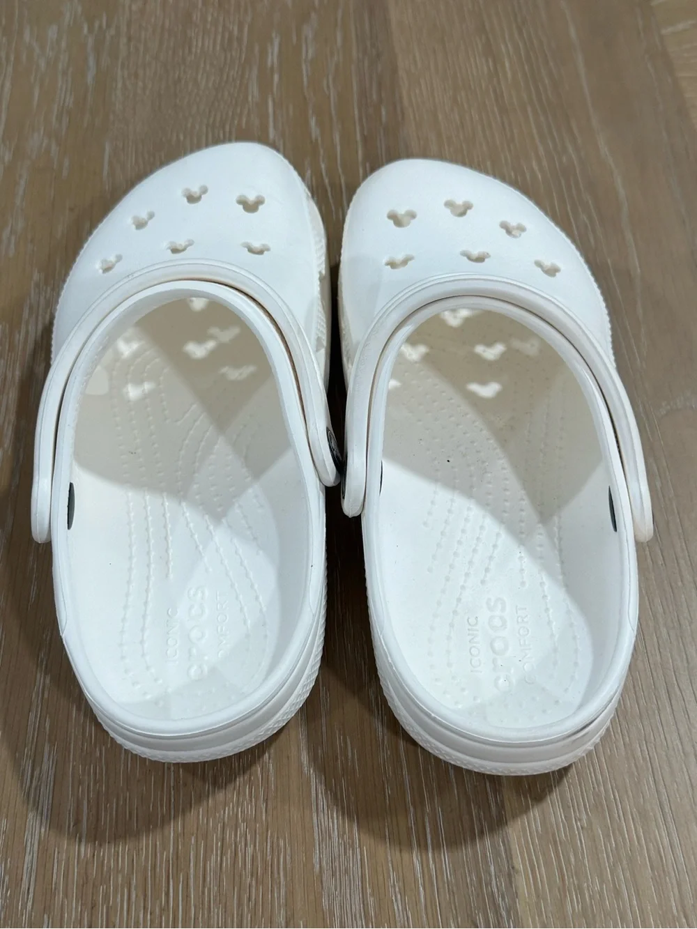 Crocs Classic Clog with Mickey Cutouts - White Women’s 5 Men’s 7 Big Kid 3.5